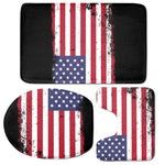 Grunge American Flag Print 3 Piece Bath Mat Set