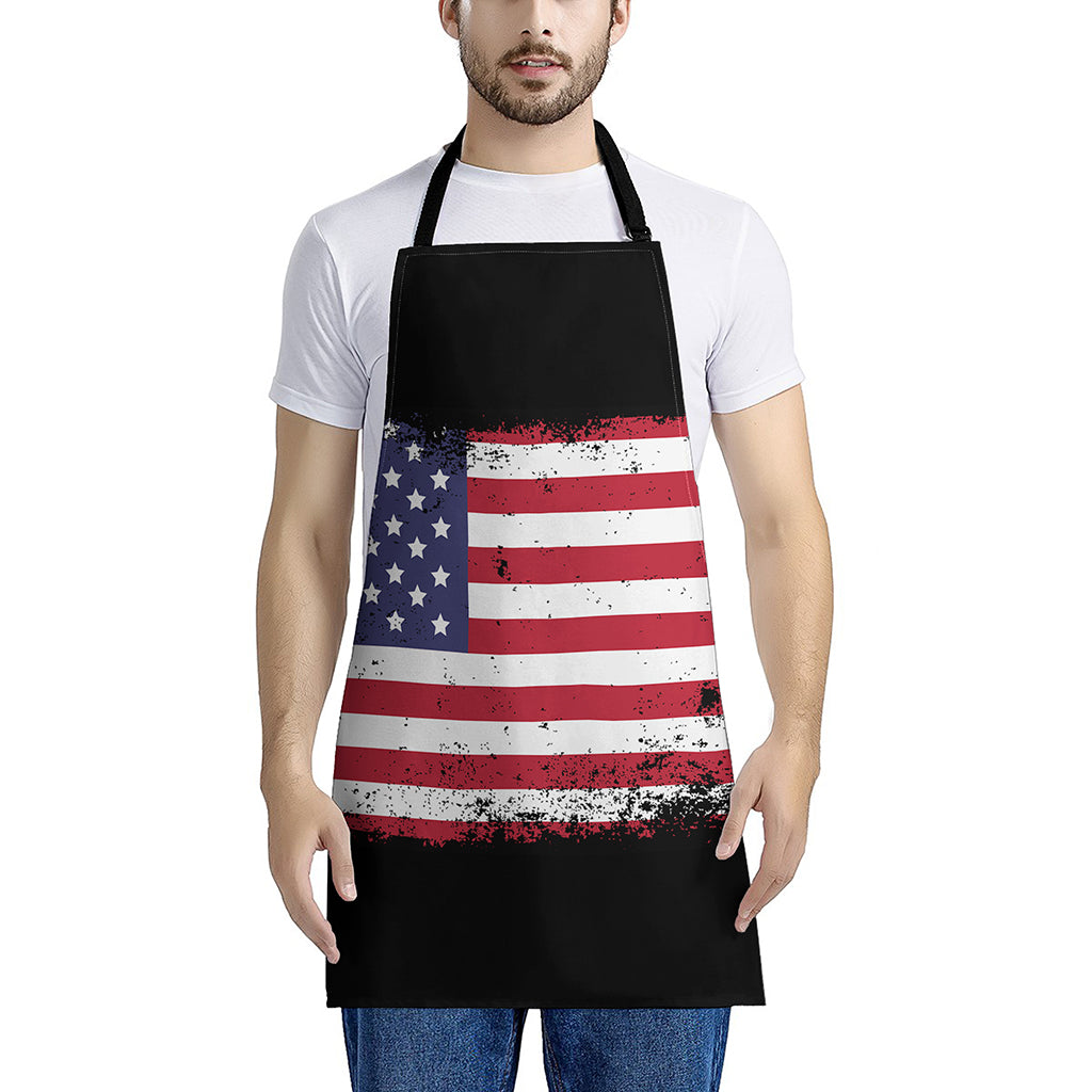 Grunge American Flag Print Apron