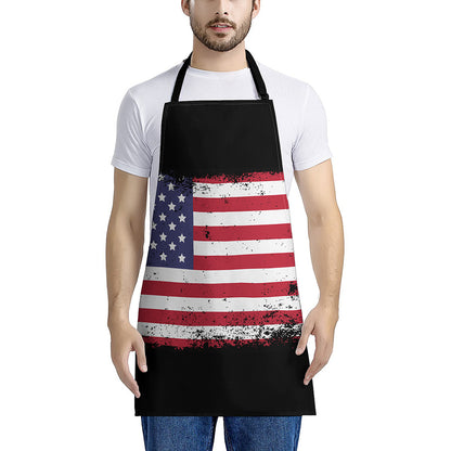 Grunge American Flag Print Apron