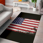 Grunge American Flag Print Area Rug
