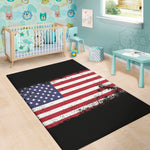 Grunge American Flag Print Area Rug