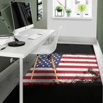 Grunge American Flag Print Area Rug