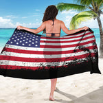 Grunge American Flag Print Beach Sarong Wrap