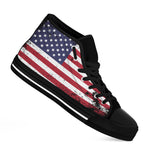 Grunge American Flag Print Black High Top Shoes