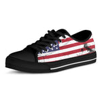 Grunge American Flag Print Black Low Top Shoes 