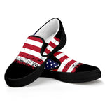 Grunge American Flag Print Black Slip On Sneakers