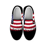 Grunge American Flag Print Black Slip On Sneakers