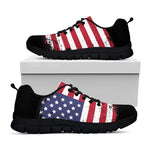 Grunge American Flag Print Black Sneakers
