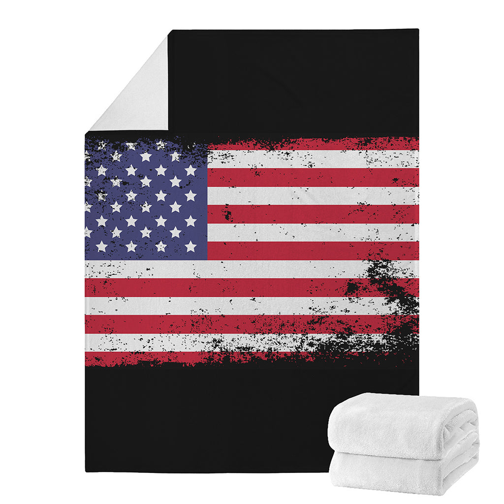 Grunge American Flag Print Blanket