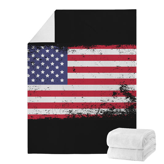 Grunge American Flag Print Blanket