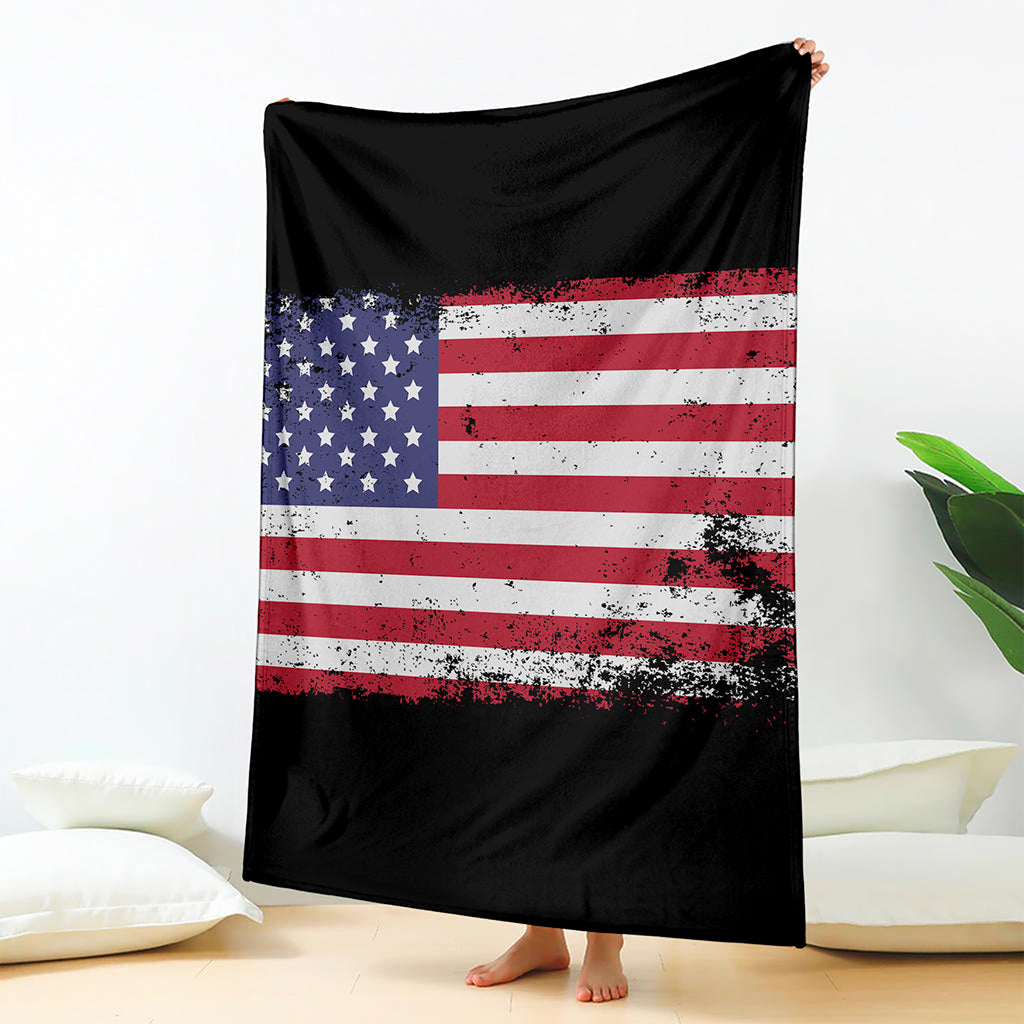 Grunge American Flag Print Blanket