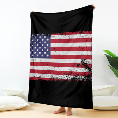 Grunge American Flag Print Blanket