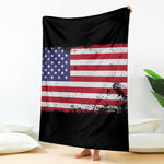 Grunge American Flag Print Blanket