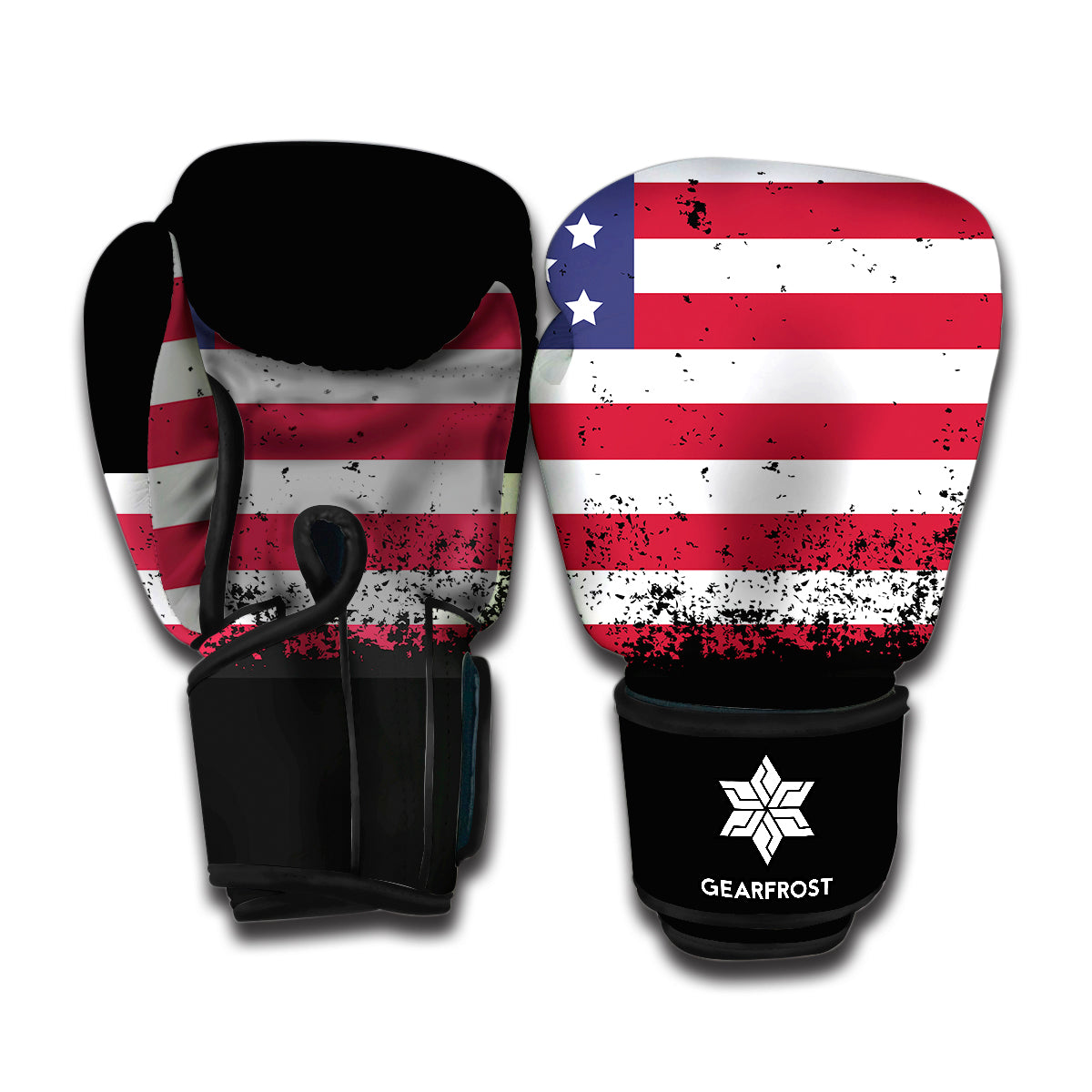 Grunge American Flag Print Boxing Gloves