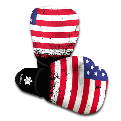 Grunge American Flag Print Boxing Gloves