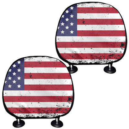 Grunge American Flag Print Car Headrest Covers