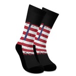 Grunge American Flag Print Crew Socks