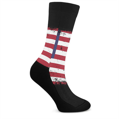 Grunge American Flag Print Crew Socks