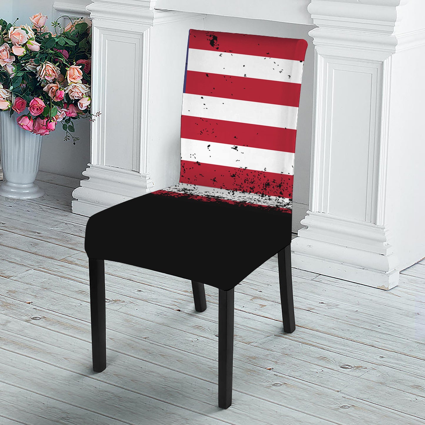 Grunge American Flag Print Dining Chair Slipcover