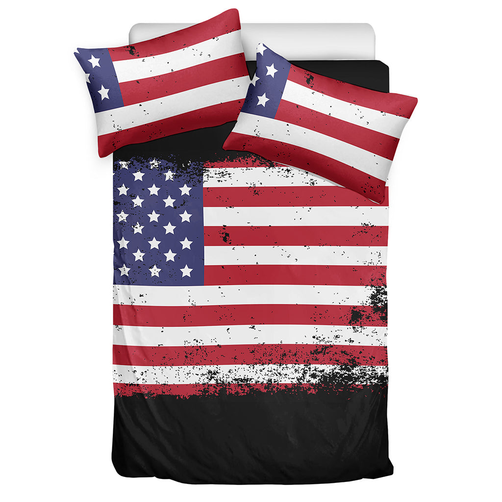 Grunge American Flag Print Duvet Cover Bedding Set