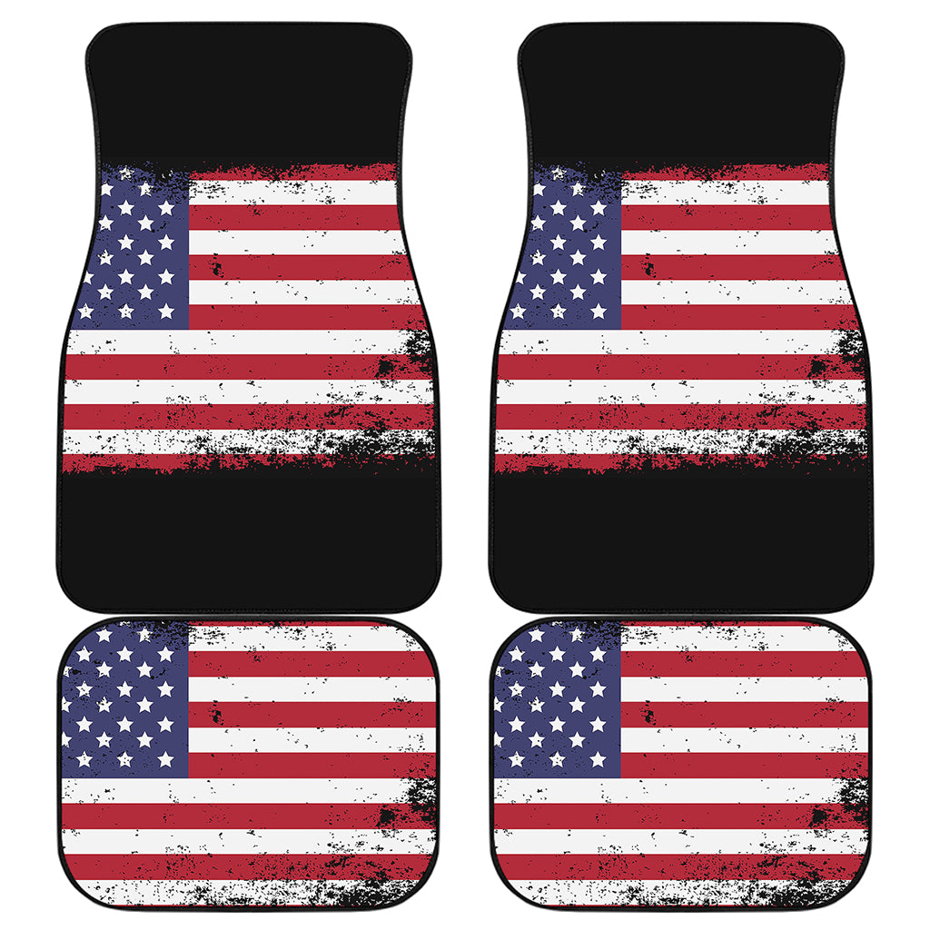 Grunge American Flag Print Front and Back Car Floor Mats