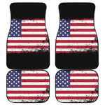 Grunge American Flag Print Front and Back Car Floor Mats