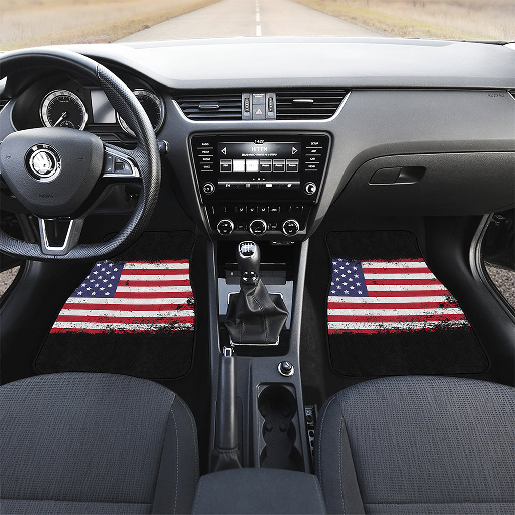 Grunge American Flag Print Front and Back Car Floor Mats