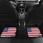 Grunge American Flag Print Front and Back Car Floor Mats