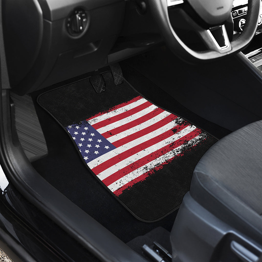 Grunge American Flag Print Front and Back Car Floor Mats