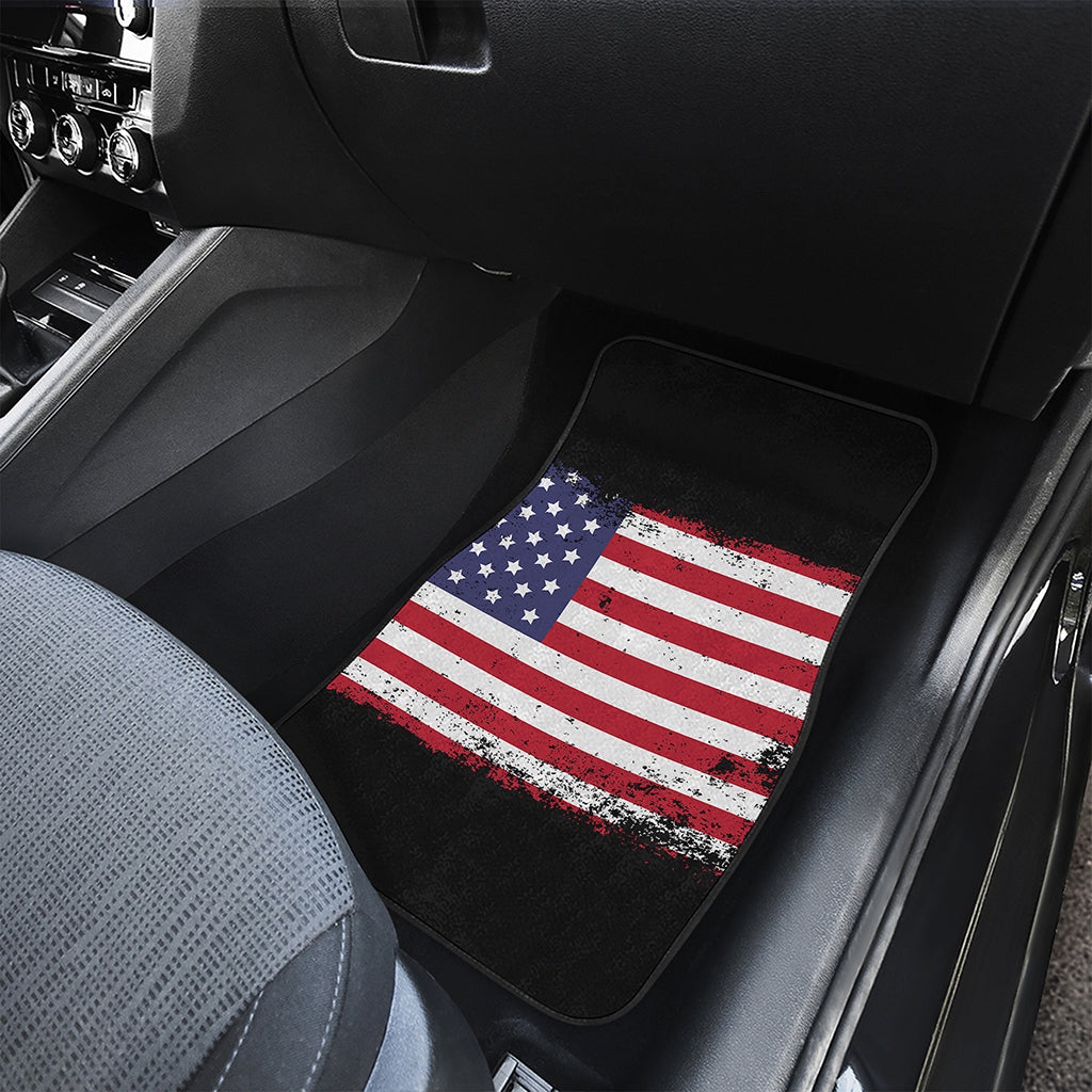 Grunge American Flag Print Front and Back Car Floor Mats