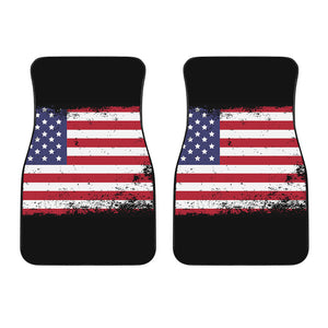 Grunge American Flag Print Front Car Floor Mats