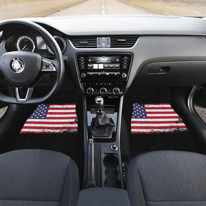 Grunge American Flag Print Front Car Floor Mats