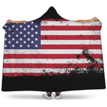 Grunge American Flag Print Hooded Blanket