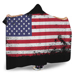 Grunge American Flag Print Hooded Blanket