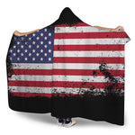 Grunge American Flag Print Hooded Blanket
