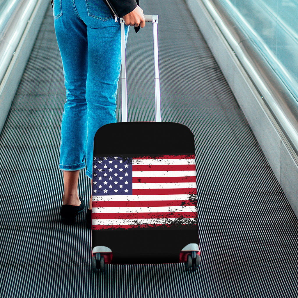Grunge American Flag Print Luggage Cover