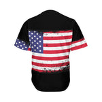 Grunge American Flag Print Men's Baseball Jersey