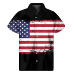 Grunge American Flag Print Men's Short Sleeve Shirt