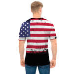 Grunge American Flag Print Men's T-Shirt