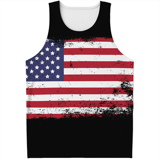 Grunge American Flag Print Men's Tank Top
