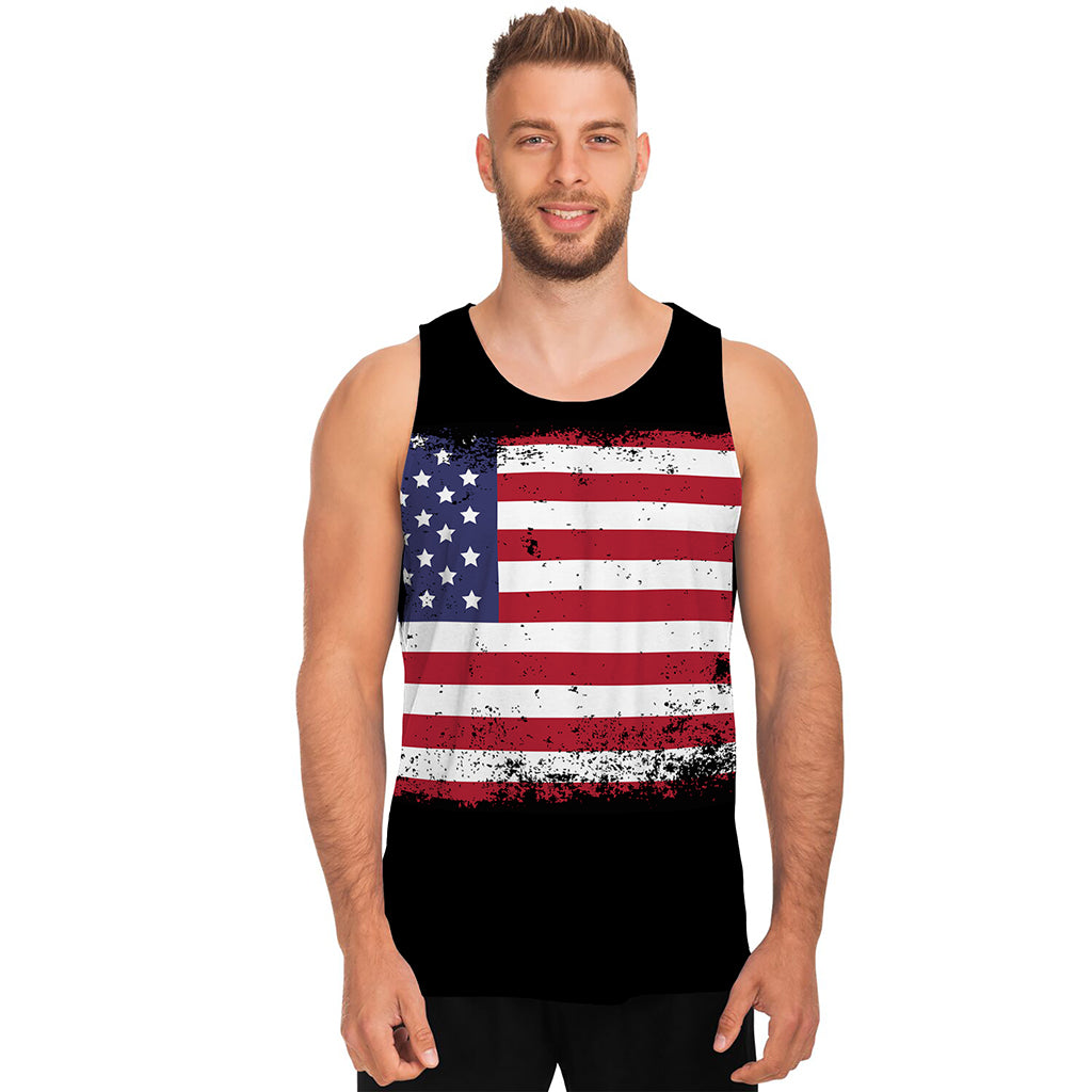 Grunge American Flag Print Men's Tank Top