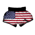 Grunge American Flag Print Muay Thai Boxing Shorts