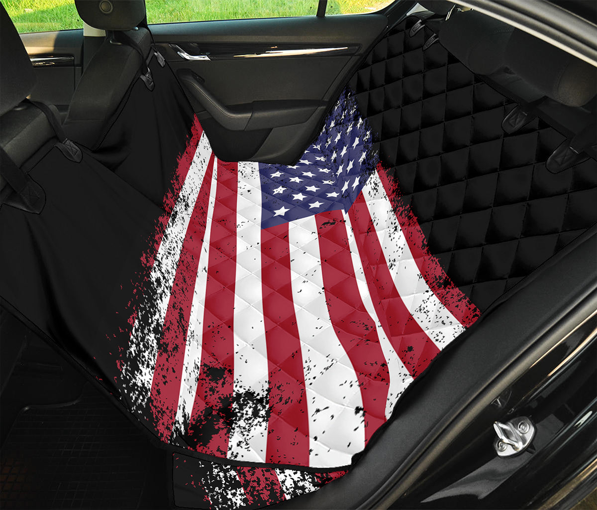 Grunge American Flag Print Pet Car Back Seat Cover