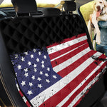 Grunge American Flag Print Pet Car Back Seat Cover