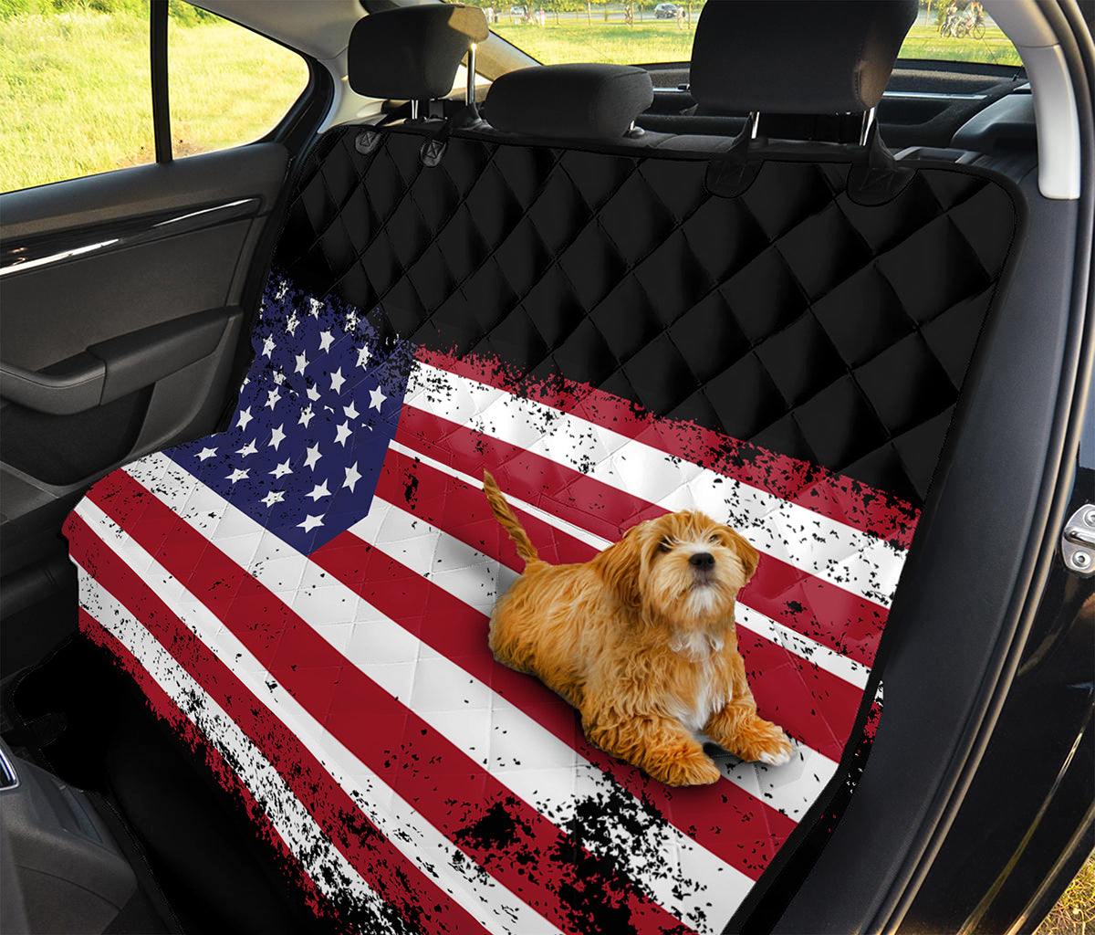 Grunge American Flag Print Pet Car Back Seat Cover