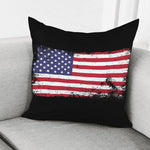 Grunge American Flag Print Pillow Cover