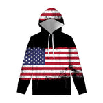 Grunge American Flag Print Pullover Hoodie