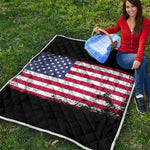 Grunge American Flag Print Quilt