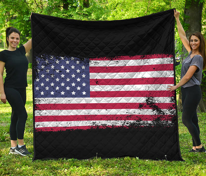 Grunge American Flag Print Quilt