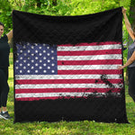Grunge American Flag Print Quilt